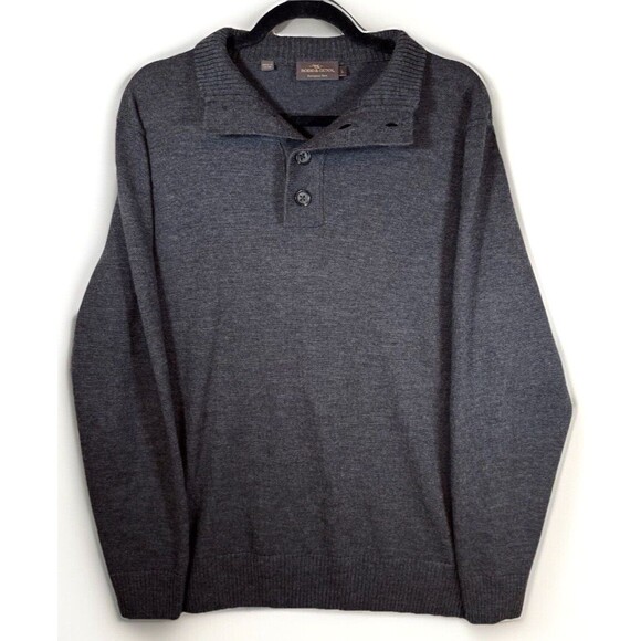 Rodd & Gunn Sweater Men's Large Granite Gray‎ Extra Fine Merino Wool Knit - Picture 1 of 11